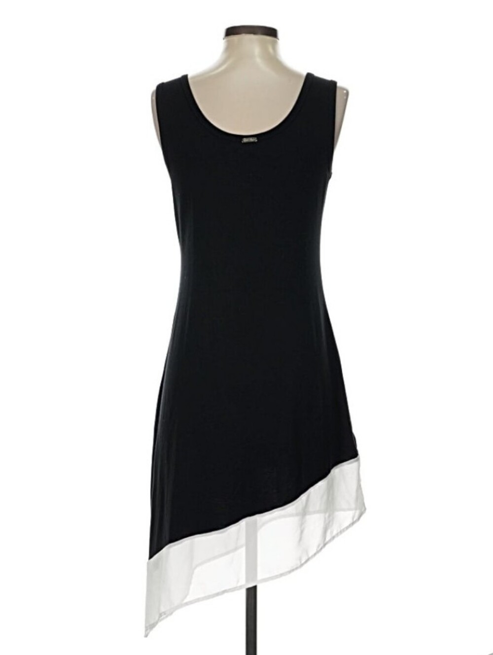 Calvin Klein Asymetrical Hem Sleeveless Dress feat. B&W Colorblock Design - Picture 3 of 11